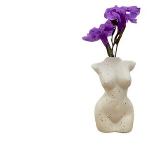 Blulu Miniature Flower Vase Pink Speckled Womens Naked Torso New